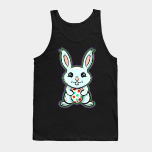 A Kawaii Easter Bunny holding a painted Easter Egg Tank Top